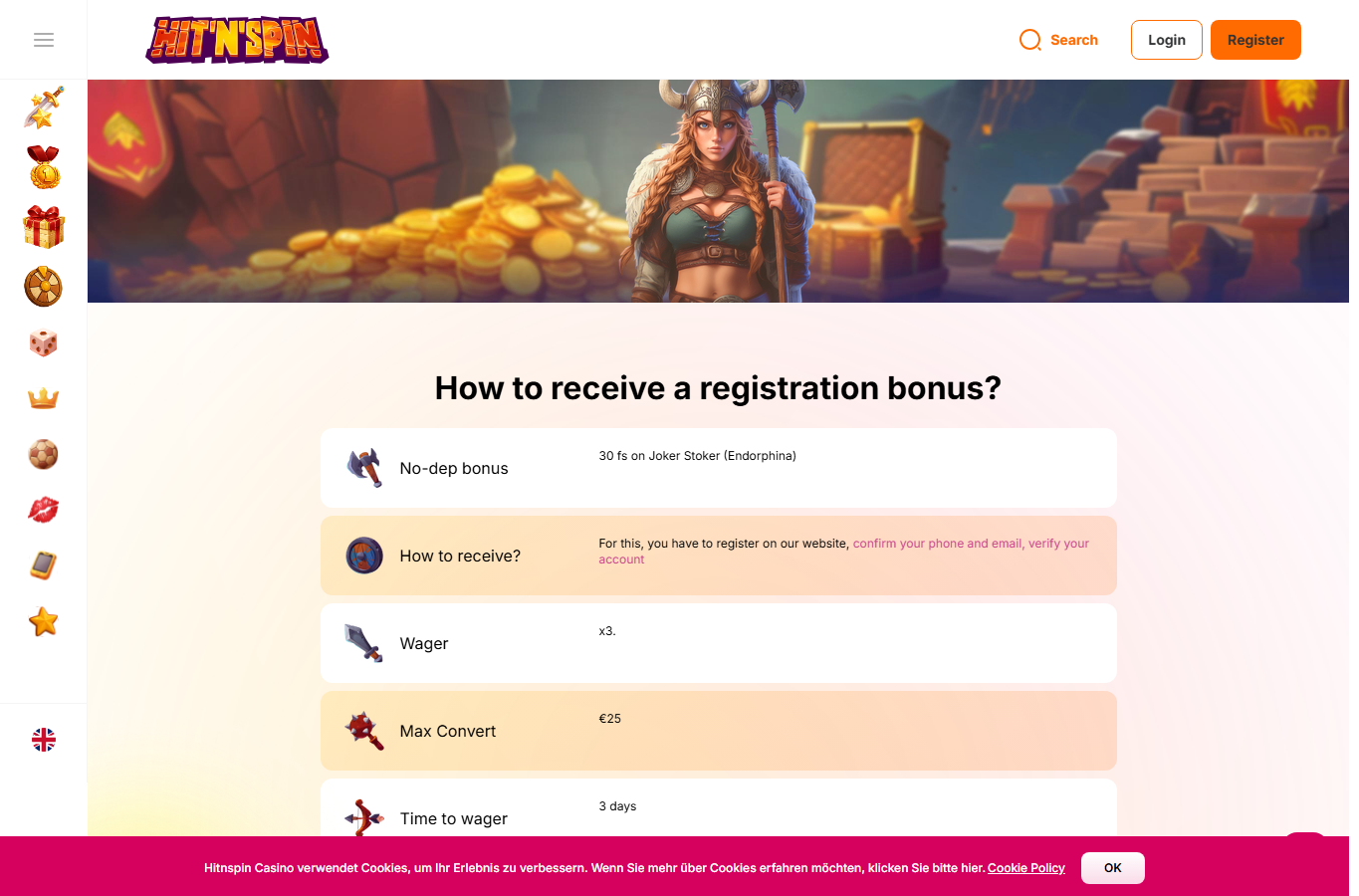 Screenshot reale di HitʼnʼSpin Casino