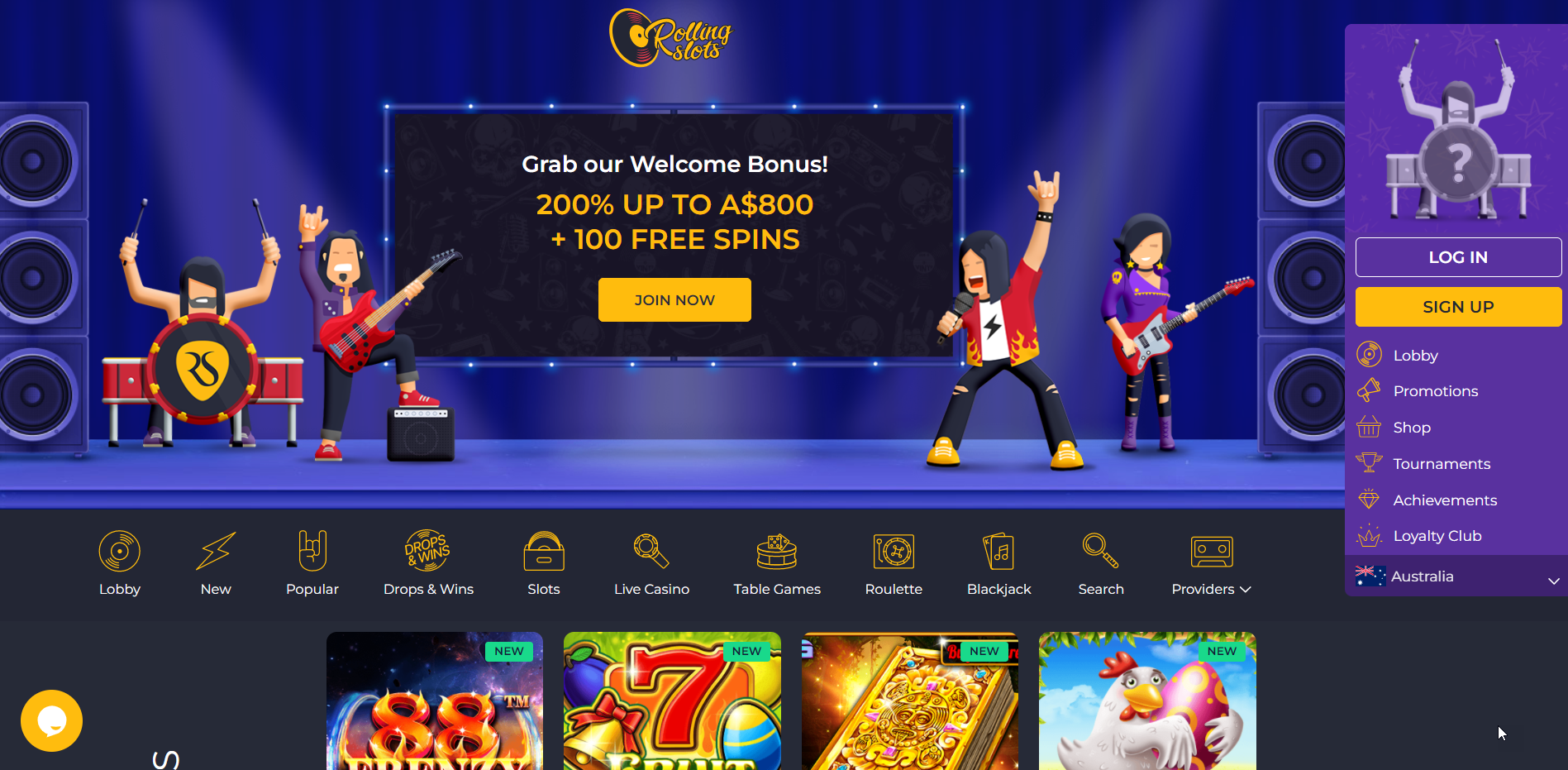 Screenshot reale di RollingSlot Casino
